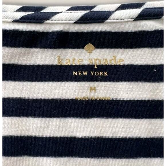 Kate Spade Sleeveless Top Nautical Blue Stripe Beaded Neck Women's Size Medium M - Picture 4 of 4